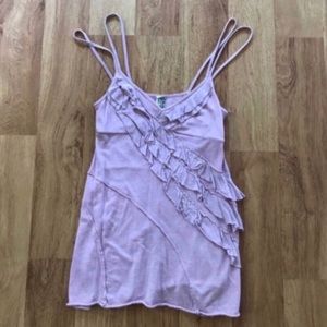 Free People Lilac Strappy Ruffled Tank Top Size XS
